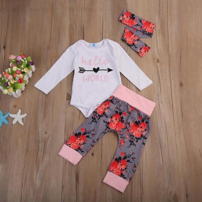 

Newborn Infant Baby Girls Floral Clothes Jumpsuit Romper Bodysuit Pants Outfits