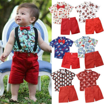 

Christmas Toddler Kids Baby Boy Clothes Xmas Santa Tops T-Shirt Shorts Outfit