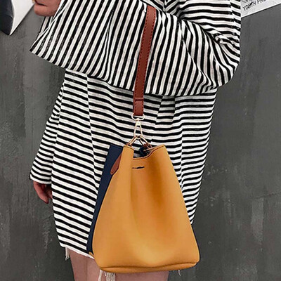 

Tailored Womens Fashion Color Bucket Bag Large Capacity Handbag Casual Shoulder Bag
