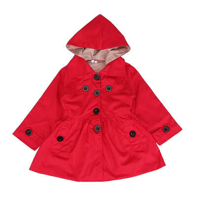 

Autumn Children Girls Solid Detachable Hood Wind Coat Trench Overcoat