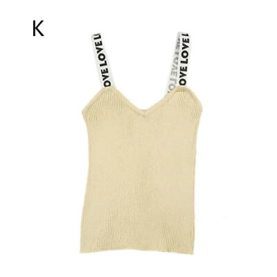 

Popular Fashion One Size Knit Letter Shoulder Strap Camisole V-neck Womens Camisole