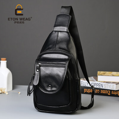 

Korean version leather leisure bag small breastpack backpack Korean version mens breastpack Chao bag mens breastpack