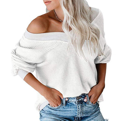 

Ladies Knitted Long Sleeve V-neck Outwear Tops Winter Warm Plus Size Sweatshirts