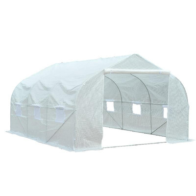 

11 x 10 x 7 Outdoor Portable Walk-In Tunnel Greenhouse with Windows - White