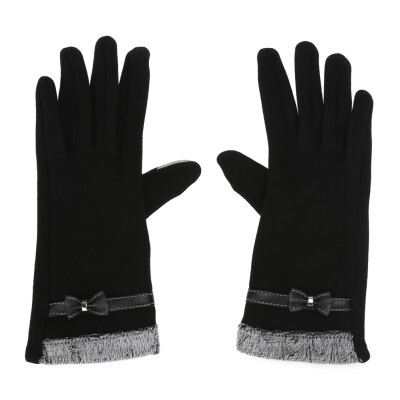 

Women Female Ladies Touch Screen Mittens Sheep Wool Winter Bowknot Glove