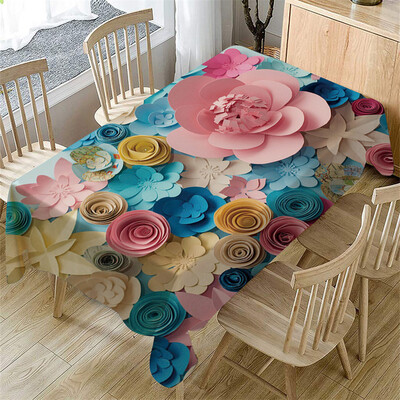 

Gobestart Primeval 3D Flower Table Cloth Rectangular Tea Table Cover Dining Home Decor