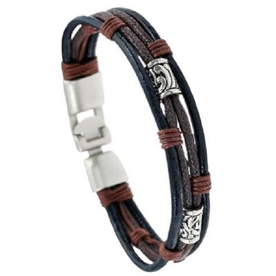 

Mens popular woven leather bracelet casual alloy bracelet