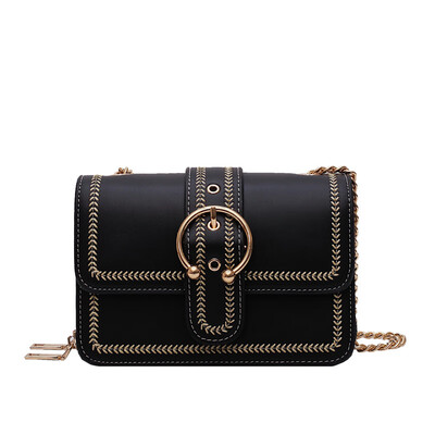 

Fashion ribbed chain bag 2019 new Korean version of the small fragrance personality badge female bag tide wild diagonal shoulder bag