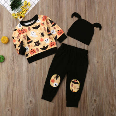 

USA Toddler Baby Boy Girl Autumn Winter Clothes Halloween Sweater TopsPants Set