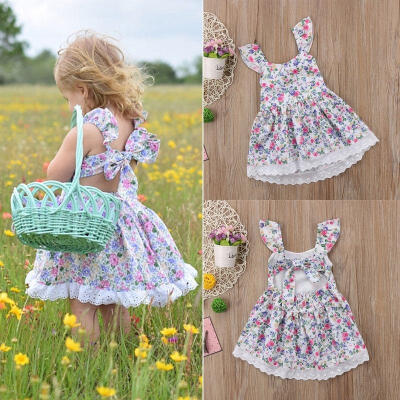 

Toddler Kids Baby Girl Princess Dress Floral Pageant Sundress Party Tutu Dresses