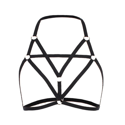 

Toponeto Alluring Women Cage Bra Elastic Cage Bra Strappy Hollow Out Bra Bustier