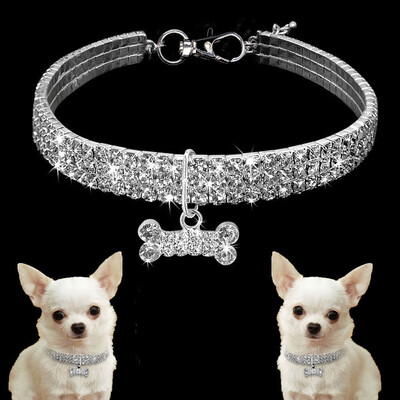 

Gobestart Cute Mini Pet Dog Bling Rhinestone Chocker Collars Fancy Dog Necklace