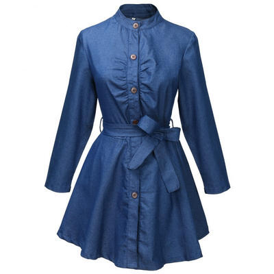 

Women´s Washed Denim Jean Shirt Short Mini Dresses