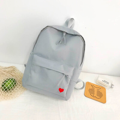 

Fashion Women Solid Color Canvas Capacity Student Backpack Travel Couple Bag