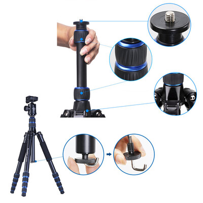

Foldable Portable Extendable Aluminium Alloy DSLR Camera Tripod Unipod Monopod for Canon Nikon Sony Olympus Pentax with Ball Head