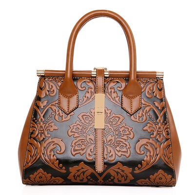 

2018 High Quality Chinese Style Embossed Leather Women Handbag Pu Leather Women Bag Vintage Shoulder Bag Ladies Bag sac a main
