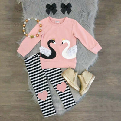 

Kids Baby Girl Swan Tops T-shirt Sweatshirt Leggings Pants Outfits Set Tracksuit