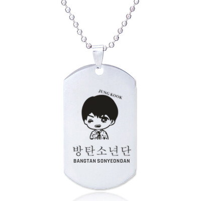 

KPOP BTS Bangtan Boys Same Paragraph Necklace Cartoon Image Military Necklace Simple Elegant Male Female Necklace Gifts for Fans