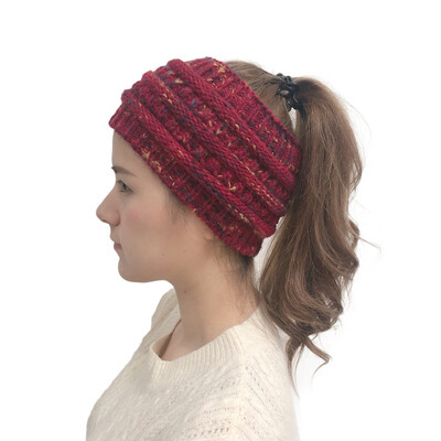 

Tailored Women Outdoor Solid Plush Splice Hats Crochet Knit Holey Beanie Cap Headband