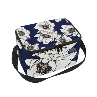 

ALAZA Lunch Box Floral Vector Background Insulated Lunch Bag Large Cooler Tote Bagfor Men Women