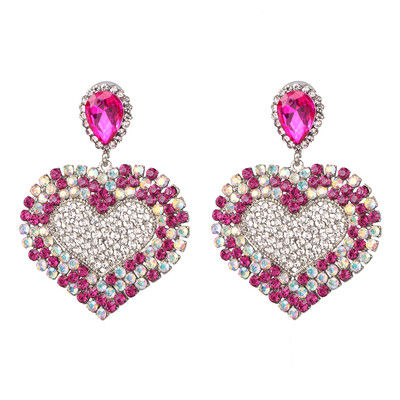 

JURAN Vintage Boho Statement Crystal Heart Drop Earrings Ethnic Antique Heart-shaped Jewelry Birdal Wedding Party Accessories