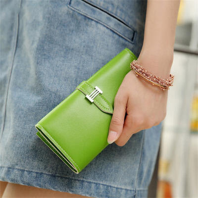 

Women PU Leather Slim Clutch Long Design Credit Card Holder Organizer Wallet