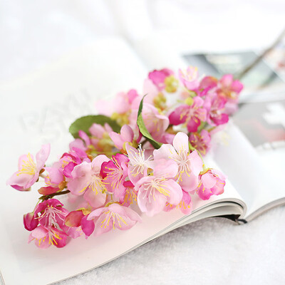 

Gobestart Artificial Fake Flowers Leaf Cherry Blossoms Floral Wedding Bouquet Party Decor