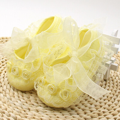

1 Pair Toddler First Walkers Solid Baby Shoesborn Girls Lace Cloth Soft Sole Princess Shoes Prewalkerest