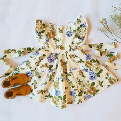 

Baby Kids Girl Dress Bow Lace Flower Pocket Party Dresses Summer Casual Sundress
