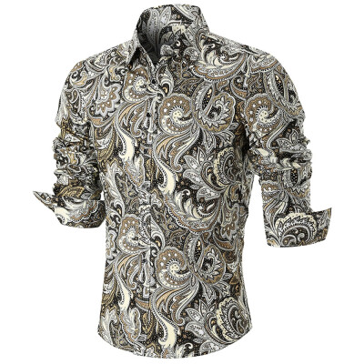 

Curved Hem Paisley Print Long Sleeve Shirt