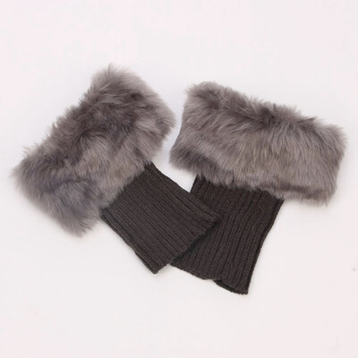 

New Women Winter Fashion Knitted Socks Leg Warmer Socks Plush Patchwork Warm Boot Cover Cuffs Gaiters Short Sock