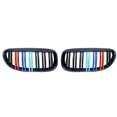 

1 Pair Matte Black Front Kidney Grille ABS Chrome Inserts Mesh Grille for BMW E63 2004-2019