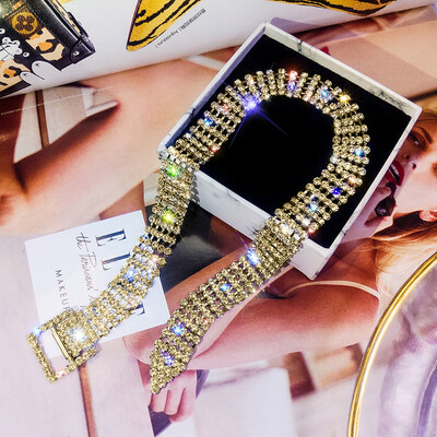 

2019 new brand design full zircon bracelet gold&silver necklace dual-use generous minimalist Korean necklace for women