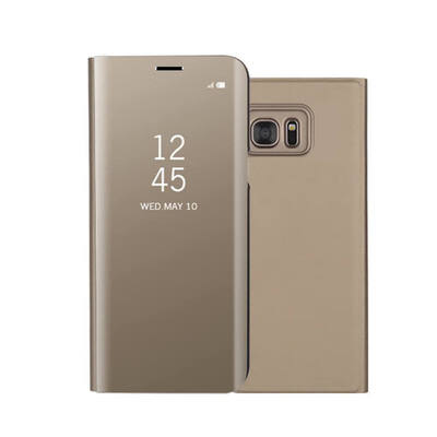 

Gold Leather Flip Case Clear View Mirror Smart Case For Samsung Galaxy S8 S9 S7 Mobile Phone Case For Samsung
