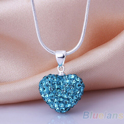 

Women\s Fashion Rhinestones Love Heart Pendant Choker Chain Necklace Jewelry