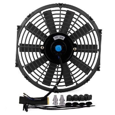 

CF003-BK 14 inch 90W 12V Universal Car Slim Reversible Electric Radiator Cooling Fan Push Pull with Mounting Kit