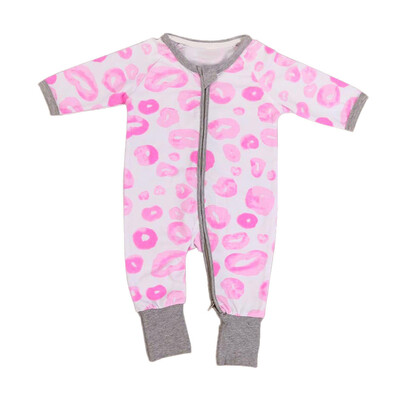 

Newborn Baby Boys Girls Floral Print Zipper Long Sleeve Romper Outfits Clothes