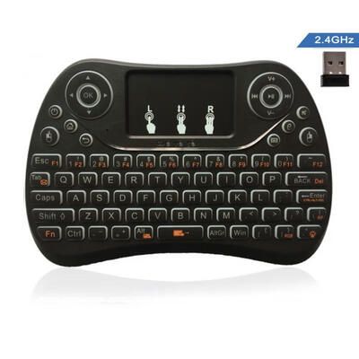 

I8 Max Mini Wireless Keyboard Rechargeable 24GHz Seven-Color Backlit Keyboards with Touchpad - Black