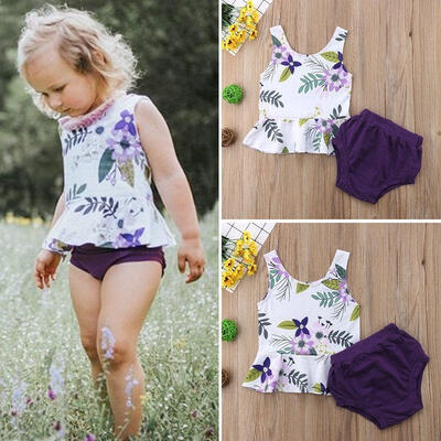 

Fashion Newborn Toddler Baby Gir Floral Tops T-shirt Shorts Outfits Clothes Sunsuit