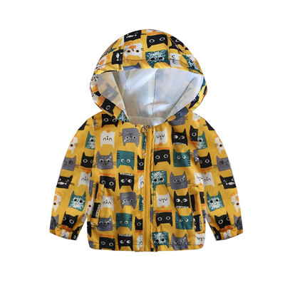 

Toddler Kids Baby Grils Boys Long Sleeve Cartoon Print Hooded Coat Tops Outfits