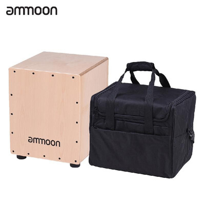 

ammoon Medium Size Wooden Cajon Box Drum Hand Drum Percussion Instrument Birch Wood with Adjustable Strings Carrying Bag for Adult