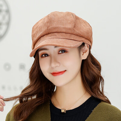 

Korean version of solid color corduroy octagonal Hat for women in autumn&winter Joker artist Hat retro Cap beret tide