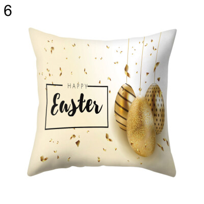 

Happy Easter Egg Pillow Case Sofa Bed Car Office Cushion Cover Festival Decor