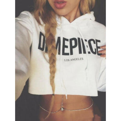 

US STOCK 2017 Women Crop Hoodie Sweatshirt Jumper Sweater Pullover Tops Coat
