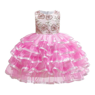 

Girls Floral Decor Dress Sleeveless Children Princess Party Tutu Dresses