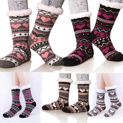 

Womens Winter Soft Warm Cozy Fuzzy Fleece-lined Xmas Gift With Grippers Slipper