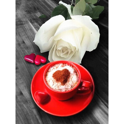 

DIY Diamond Mosaic Coffee And Flower Embroidery Sale Full Square Diamond Painting Rhinestone Pictures Home Decor Gift