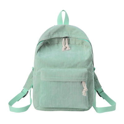 

Women Corduroy Backpack Preppy Solid Student Shoulder Travel Schoolbags