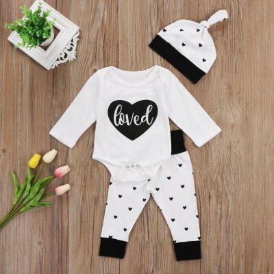 

Newborn Baby Girls Boys Cotton Romper Jumpsuit Long Pants Outfits Clothes 3pcs