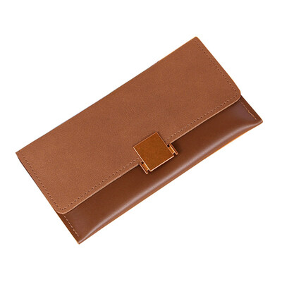 

Solid Color Fashion Women Long Purse Card Cash Holder Faux Leather Clutch Bag